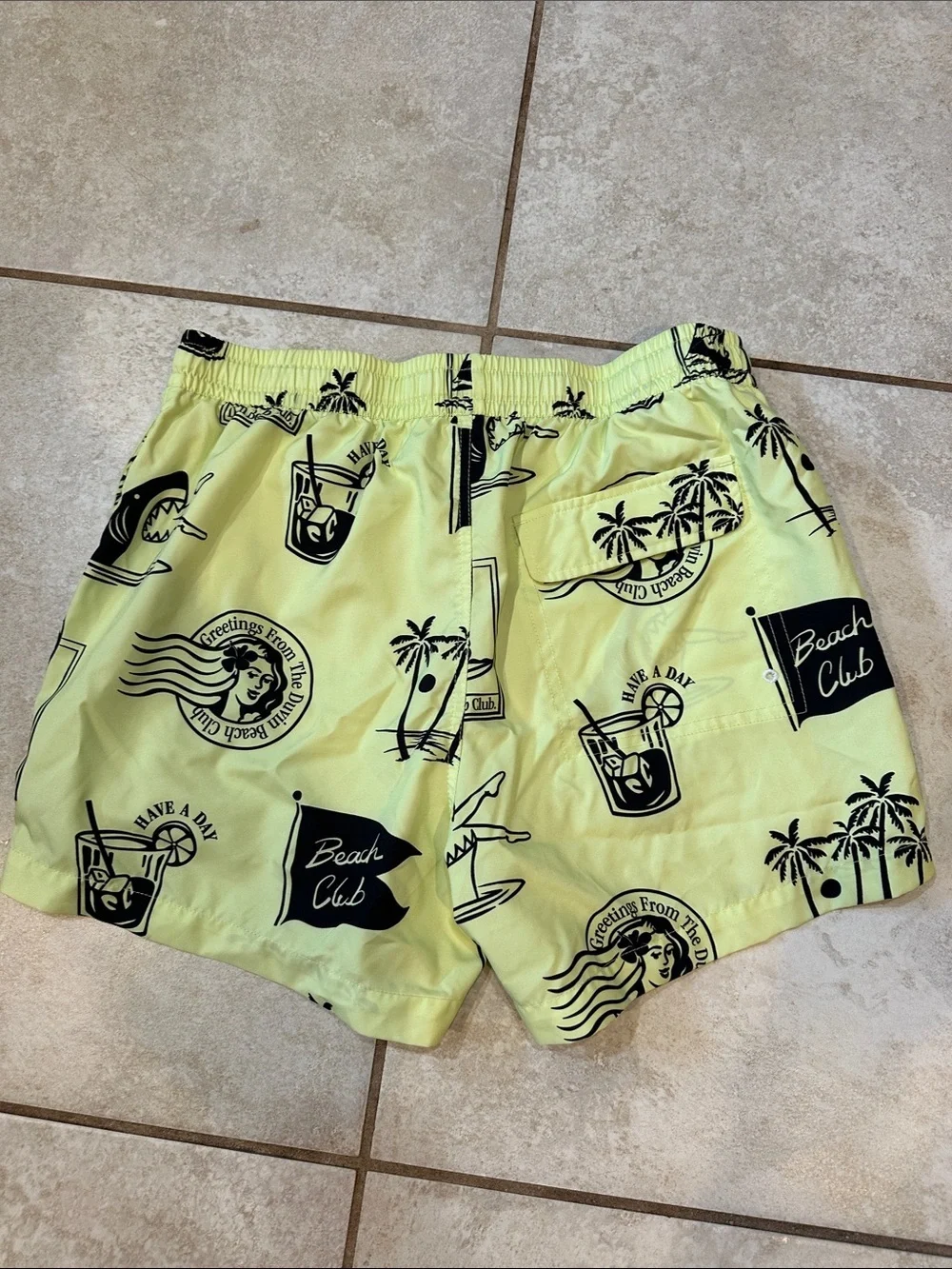 Duvin Beach Club Yellow 5 Inch Printed Swim Shorts M Mens
